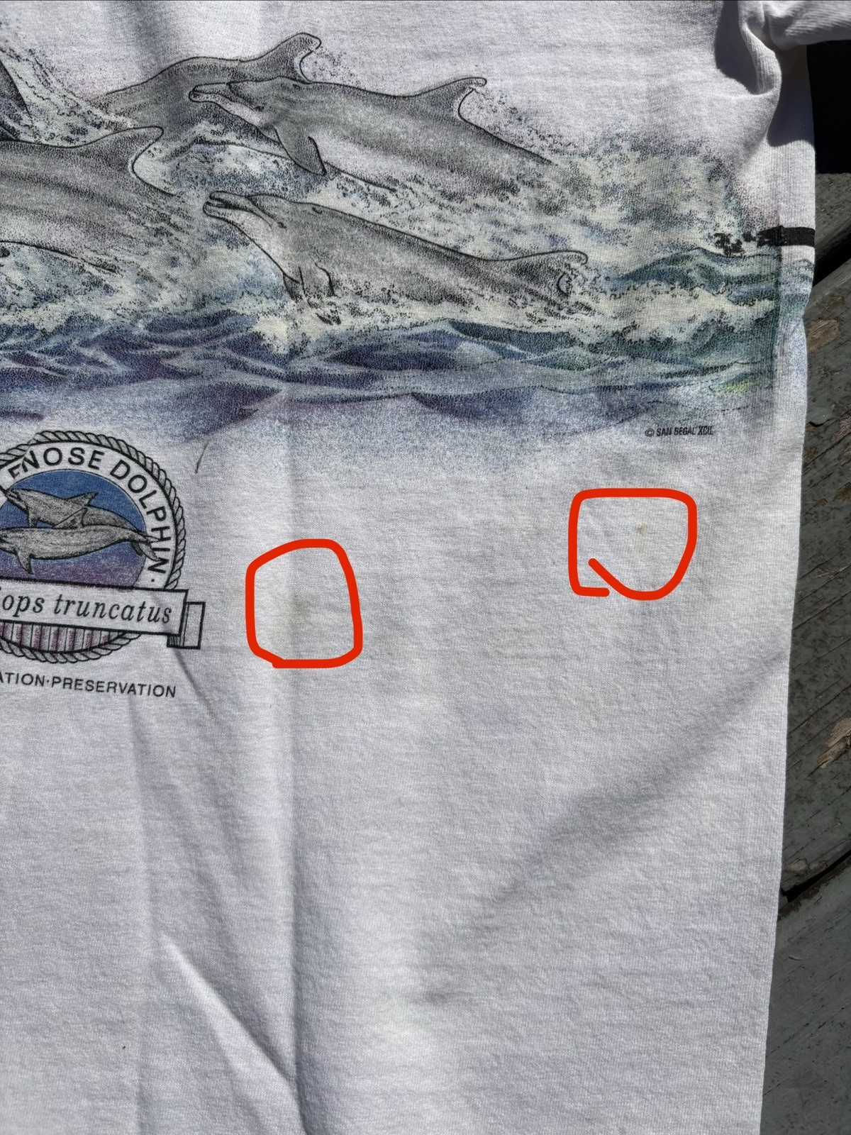 Vintage Sea World Bottlenose Dolphin Single Stitch Wrap Around Tee Shirt 90s gallery