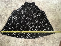 Karllagerfeld Blouse Women Medium Pleated Shirt Black White Polka Dot Top