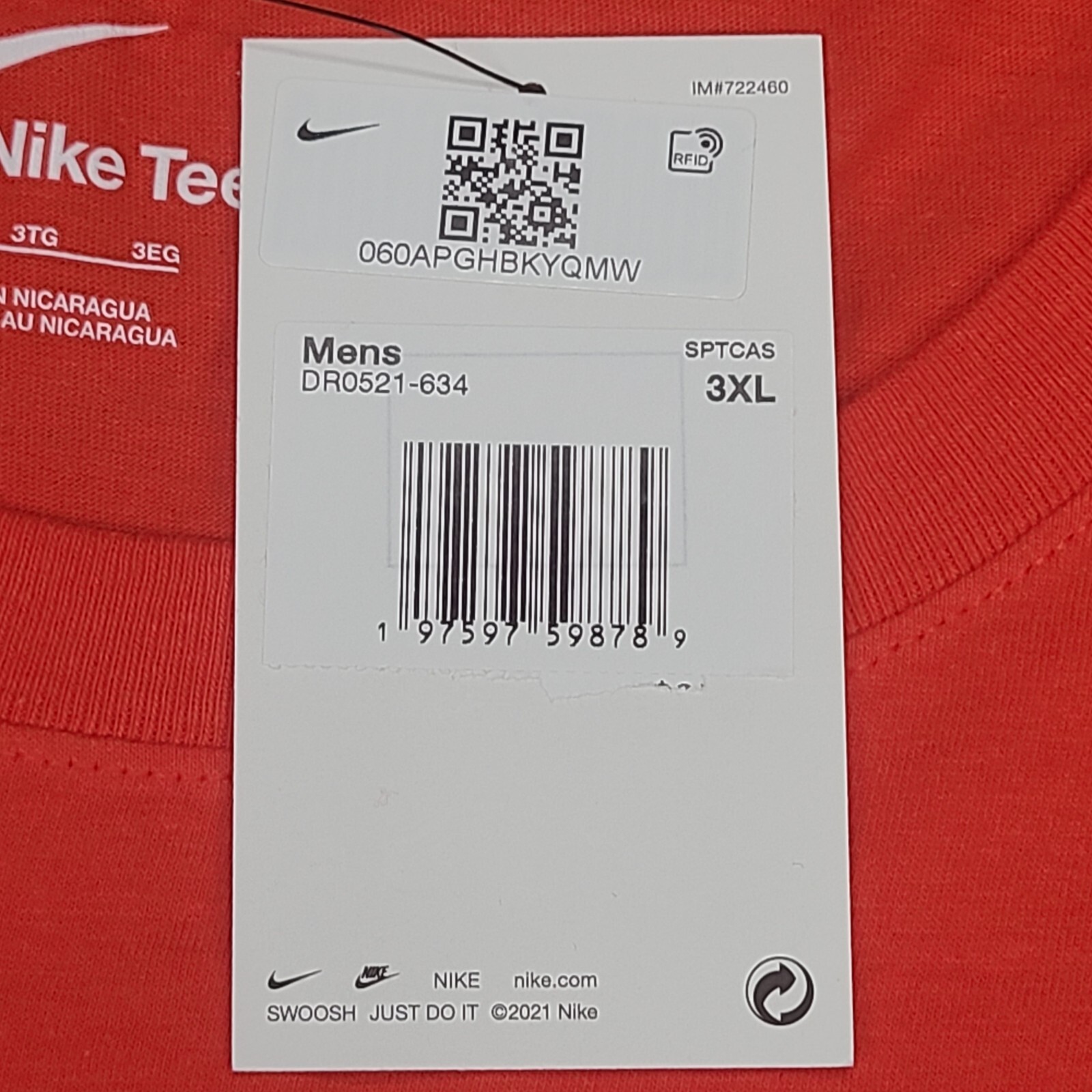 Nike Shirt Mens 3XL XXXL Orange White Spell Out Sportswear Cotton New Tee 55 gallery