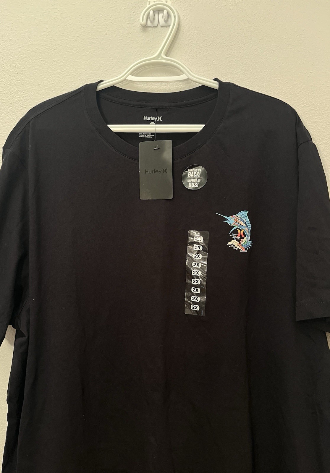 Hurley NWT Black Everyday Washed Trippy Marlin Fish Graphic T-Shirt Size XXL gallery
