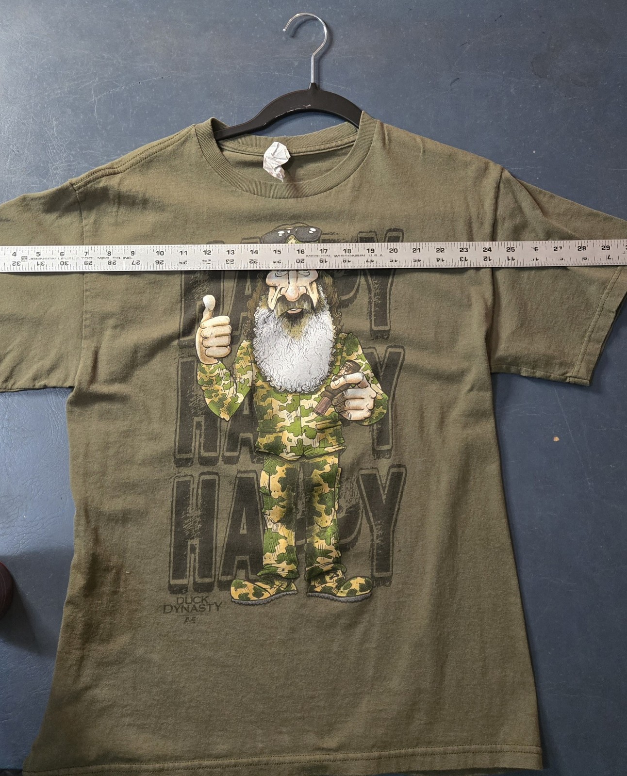 Duck Dynasty Shirt Phil Robertson Men’s Medium Olive Green Happy Happy Happy gallery