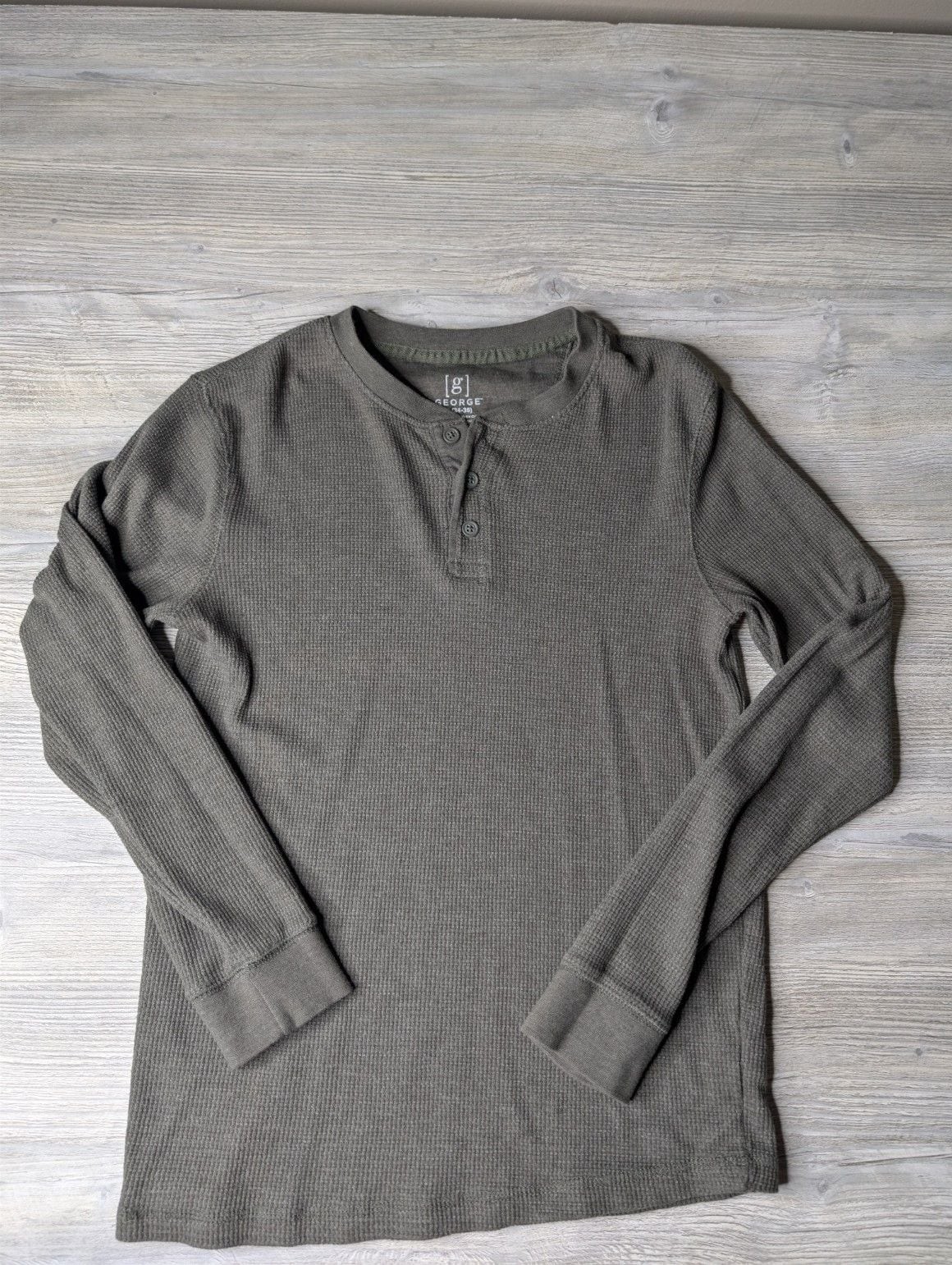 SONOMA Shirt Men’s Size S green long Sleeve Micro Waffle Round Henley
