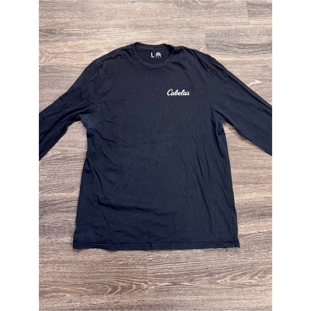 Cabela’s Long Sleeve Graphic Tee Shirt Black Large Outdoor Hunting Fishing