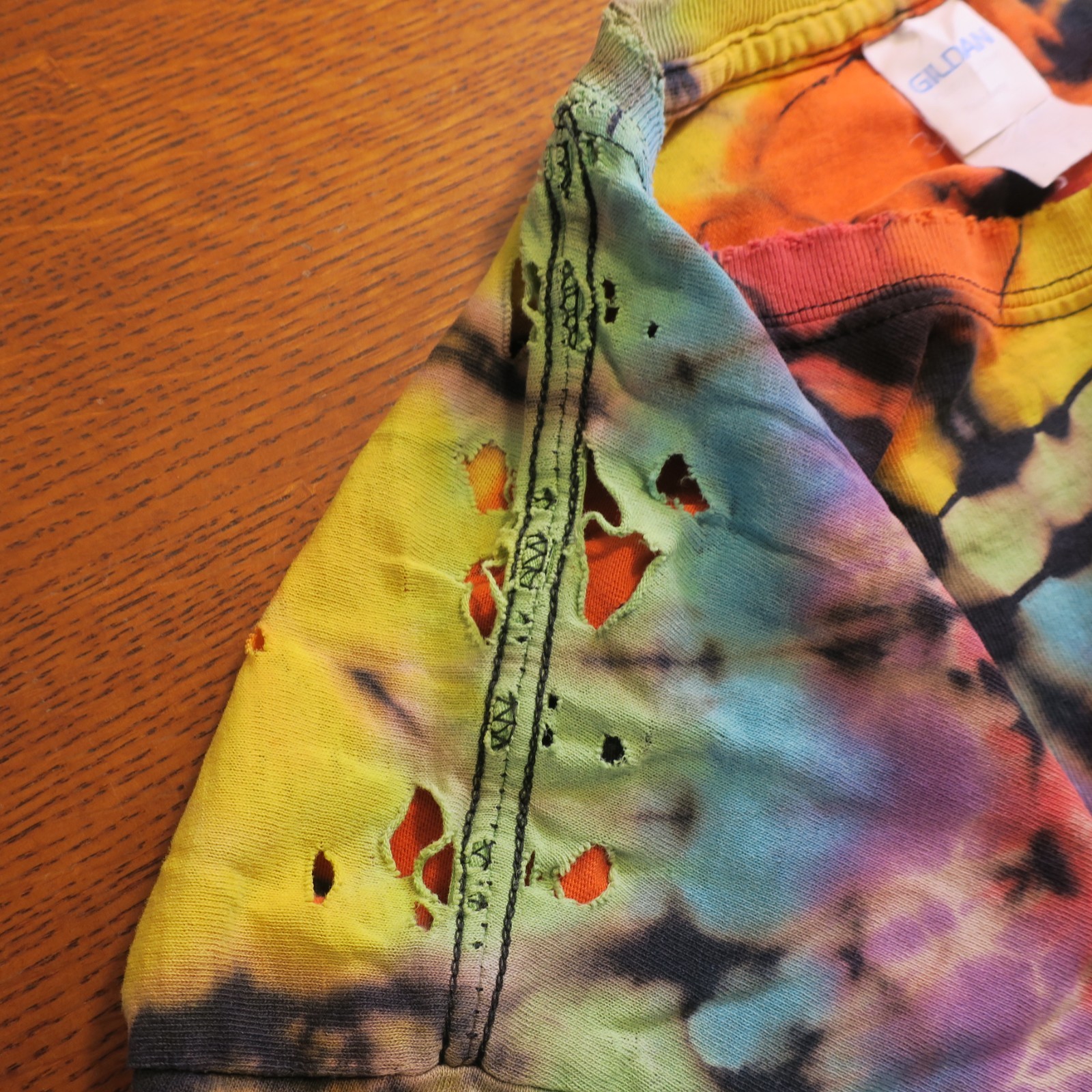 Vintage Custom Peace sign Tie Dye Blank T-Shirt Large Distressed 90's Festival gallery