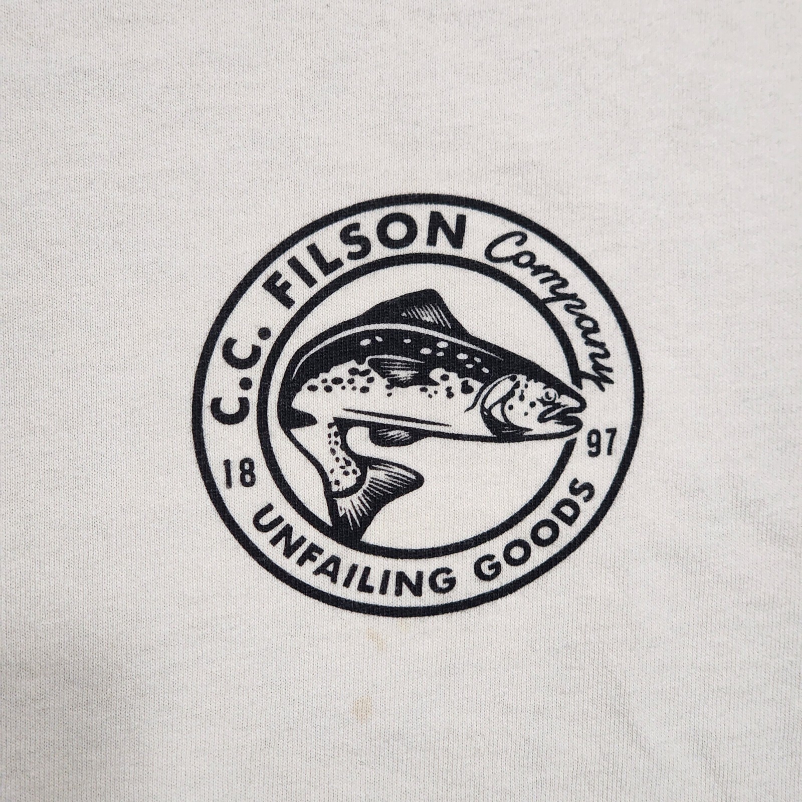 Filson Alaska Outfitter Unfailing Goods Trout Graphic T-Shirt Men's XL USA Made gallery