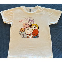 BT21 Hello Mang Characters Graphic T-Shirt White Large Kpop Korean Pop