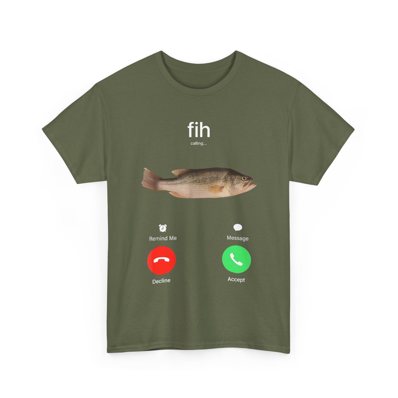 Fish Shirt, Fih Calling Remind me Message Decline Accept Phone Call T-Shirt gallery