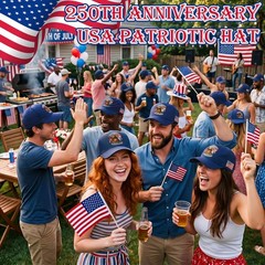 250th Anniversary Hat Adjustable United States Patriotic Hat USA Retro Embroi…