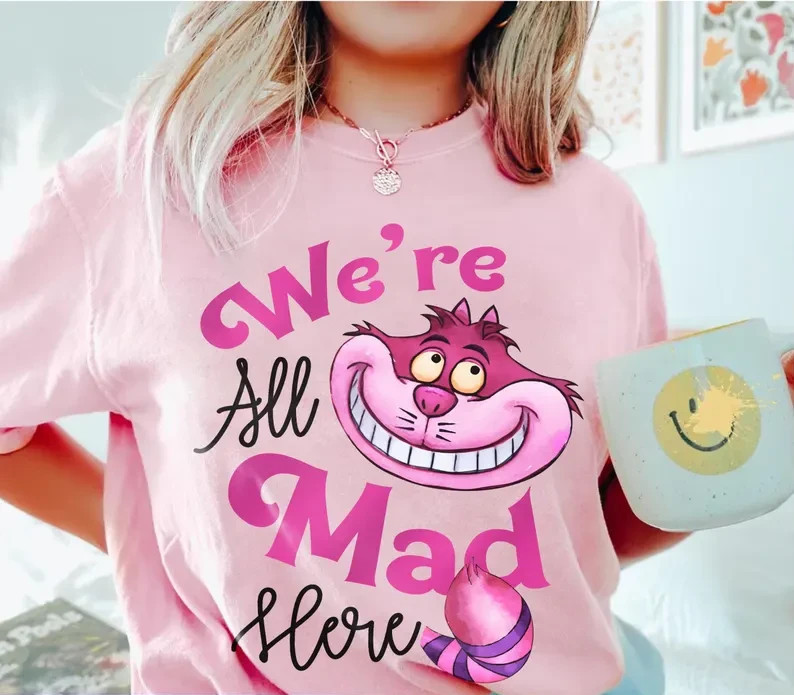 Alice In Wonderland Shirt, We’re All Mad Here Tee, Watercolor Cheshire Cat gallery