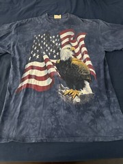 Y2K The Mountain Eagle Tie Dye USA American Flag T Shirt Adult Sz XL Mens