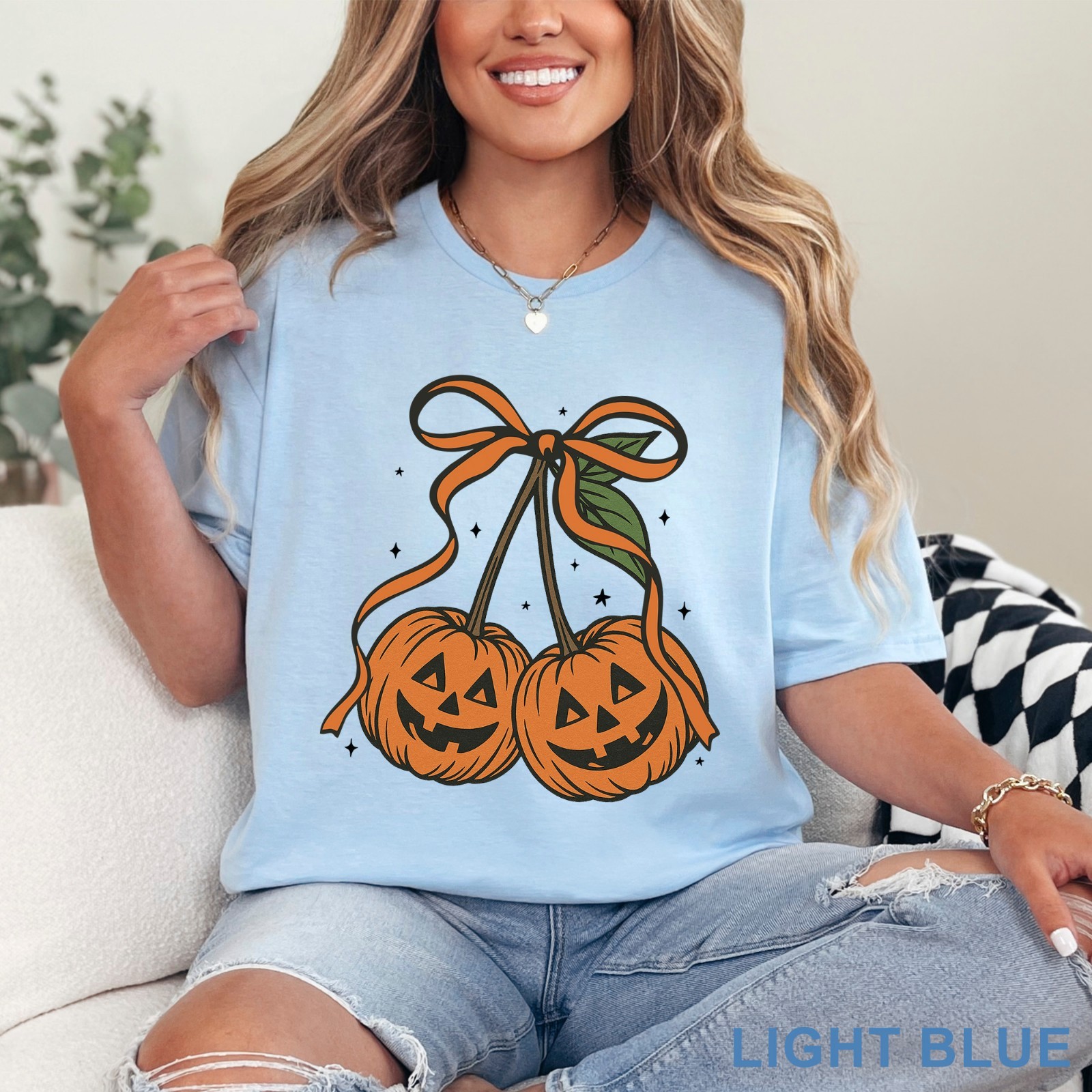 Pumpkin Cherries Autumn Girly Shirt, Halloween Pumpkin Shirt, Fall Theme, 203650 gallery