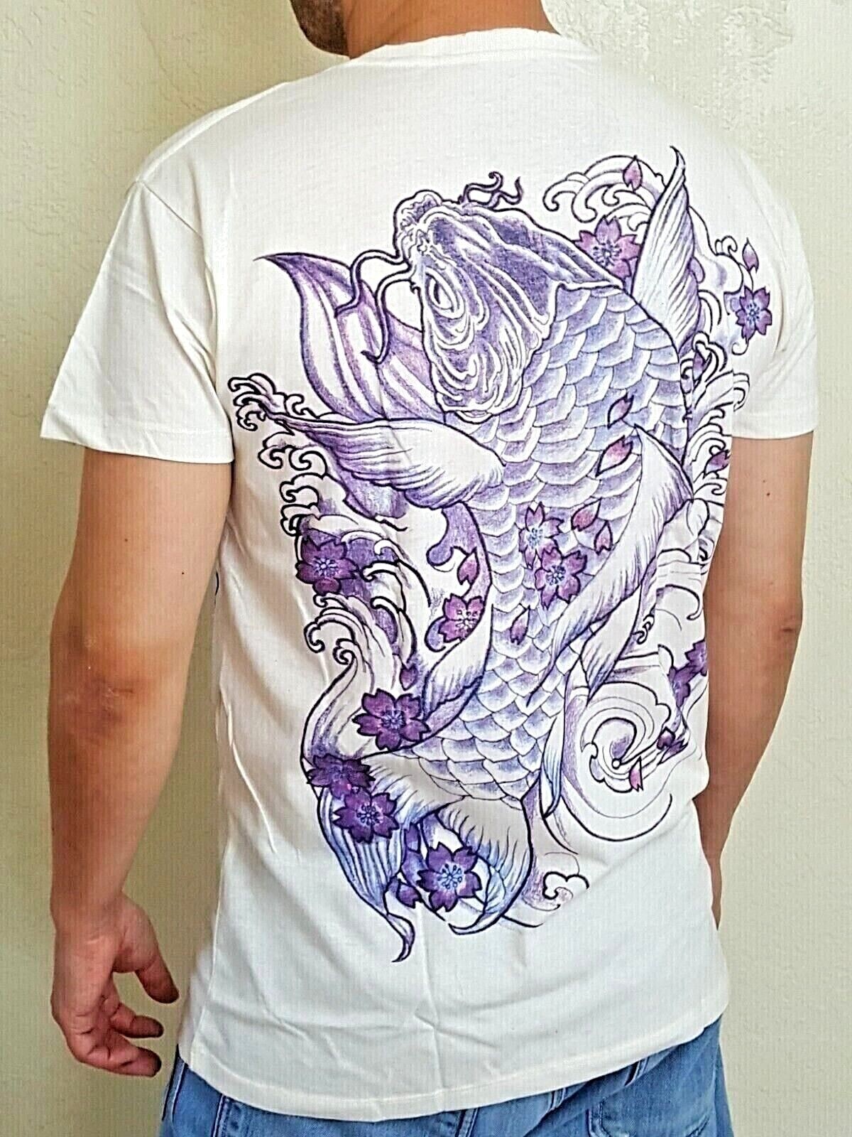 Magical Carp Koi Fish T-Shirt Men V-Neck Japanese Irezumi Tattoo Style gallery