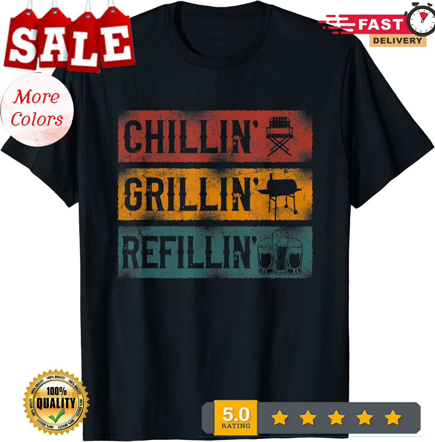 2025/BBQ Smoker Chillin' Grillin' Refillin' Fun Design Unisex T-Shirt gallery