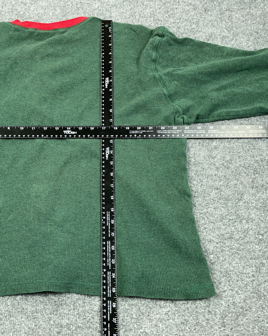 VTG Disney Store Mickey Mouse Green Embroidered Henley T-Shirt Adult XL Thermal gallery