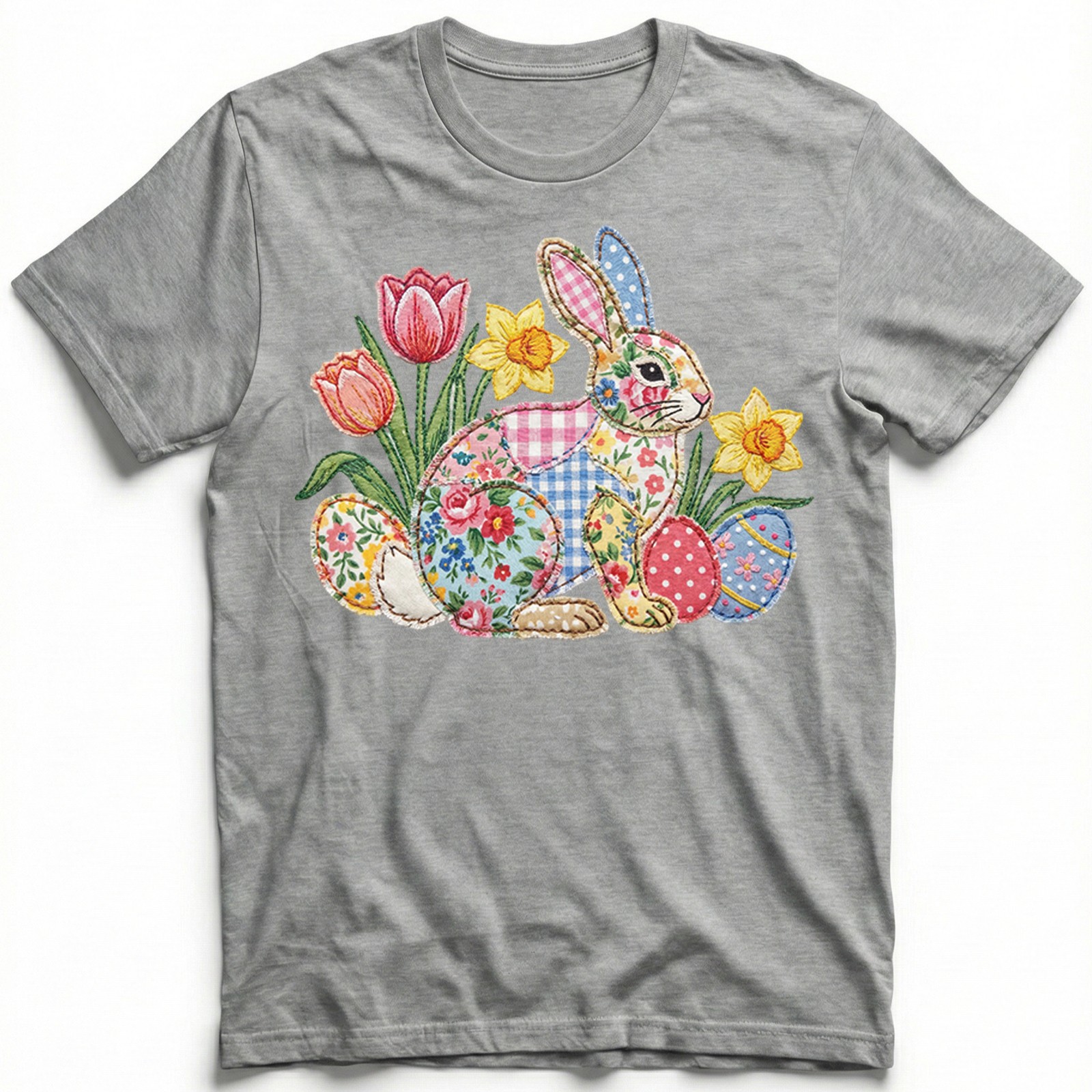Easter Bunny Patchwork Floral Spring T-Shirt Holiday Cute Pastel Egg Lover Tee gallery