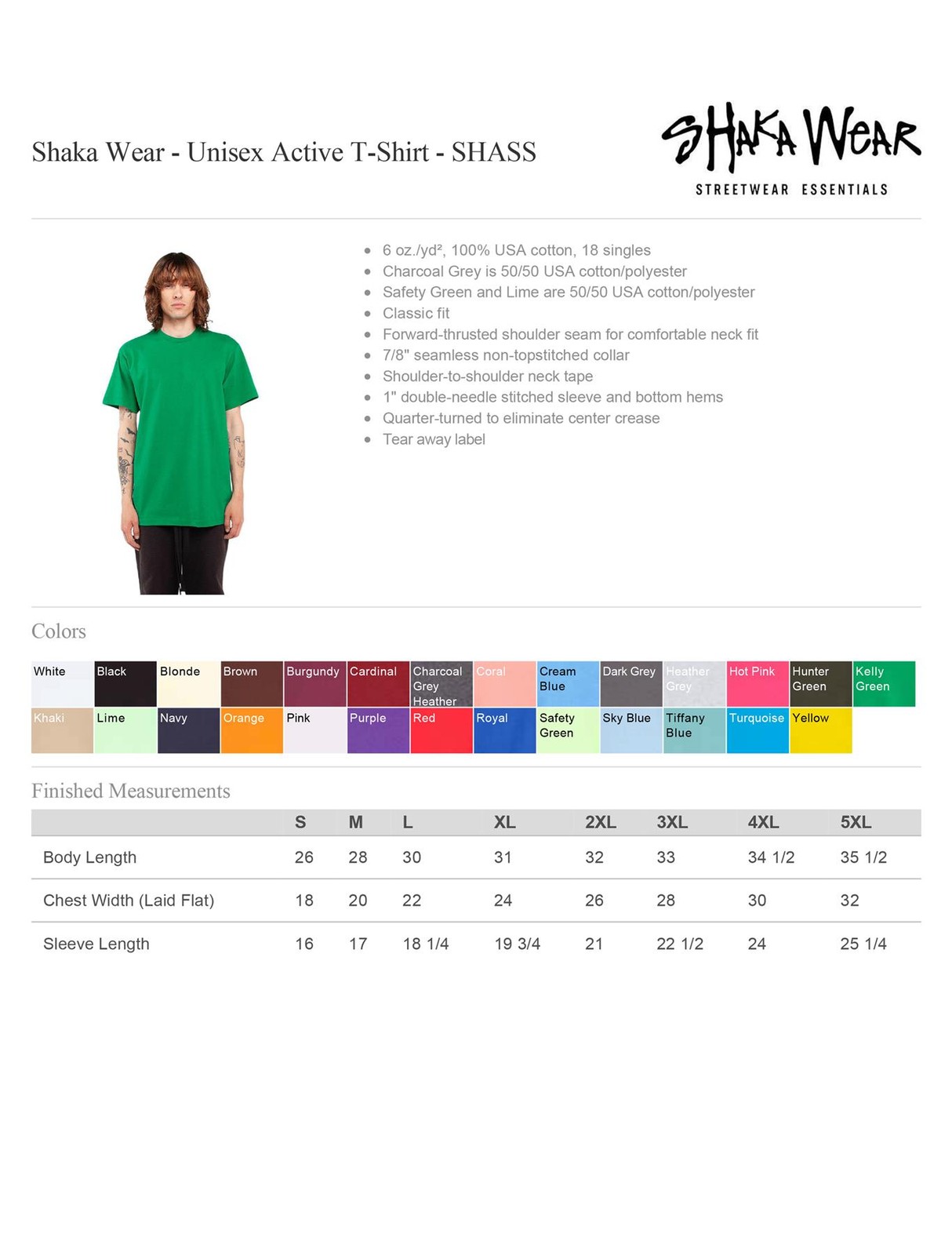 Shaka Wear Mens 100% USA Cotton Active Short-Sleeve Crew Neck T-Shirt - SHASS gallery