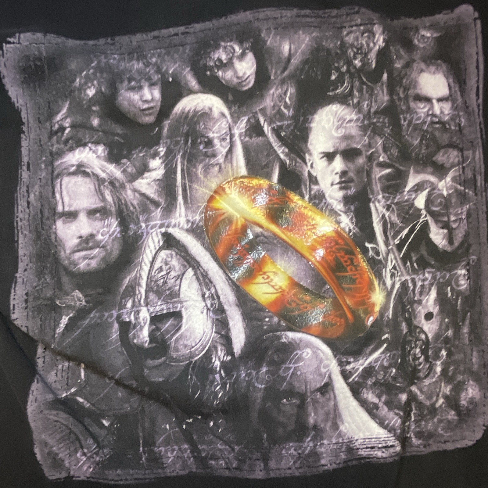 Vintage LOTR Two Towers 2002 LG T-Shirt 2 Sided Black Print gallery