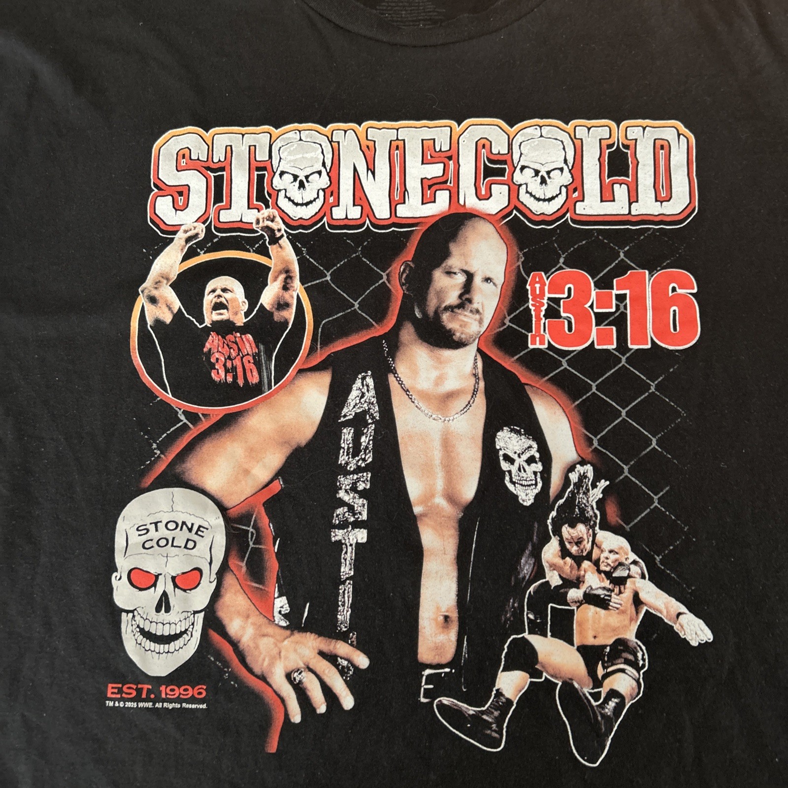 Stone Cold Steve Austin Black T-Shirt Graphic Print, Men’s XL gallery