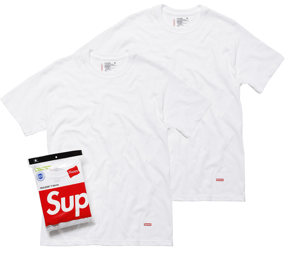 New Pack of 2 – Supreme x Hanes Tagless Tees T-Shirt White – Size XLarge
