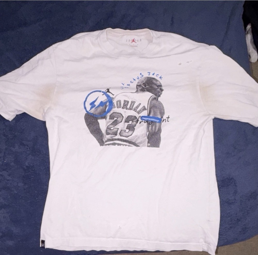 Jordan x Cactus Jack x Fragment White Graphic Crewneck T-Shirt Men’s M