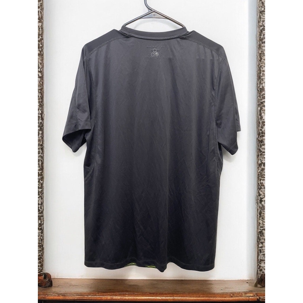 TEK GEAR Performance Dryteck Mens Shirt Sz Large Bright Yellow Black Striped gallery
