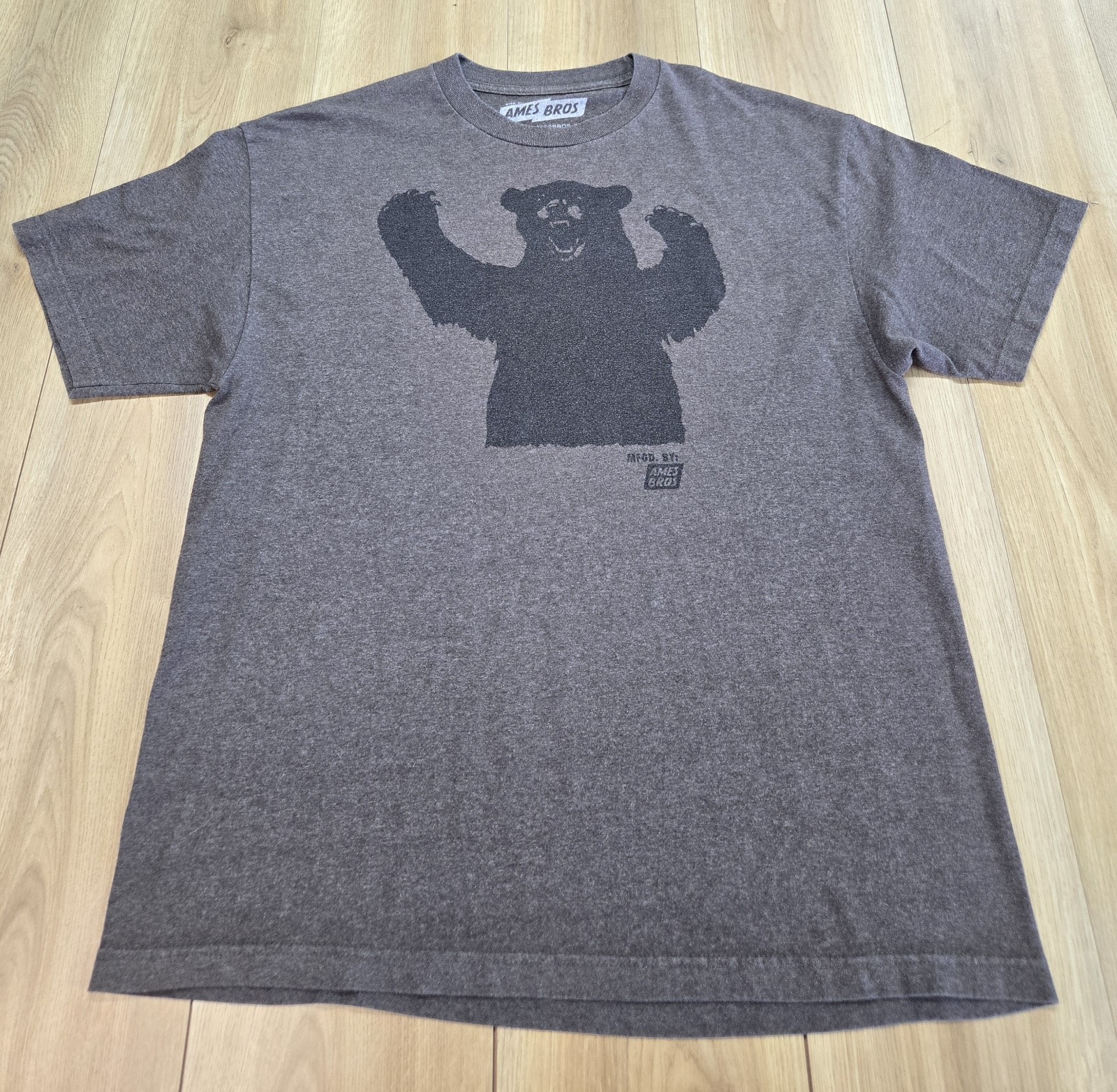 Ames Bros Bear Printed T-Shirt Mens Sz XL, Brown, Heavy-duty, Logo, Crew Neck
