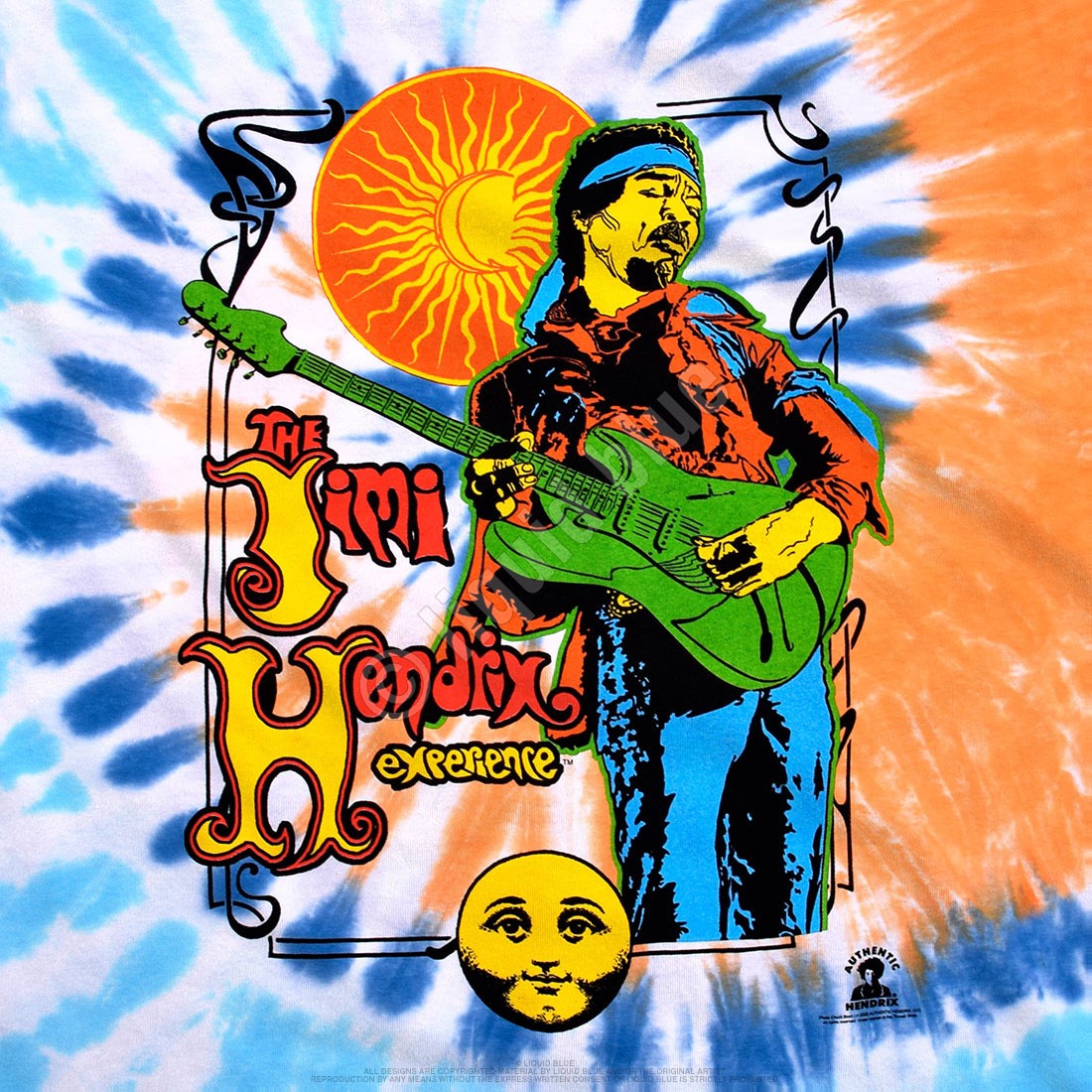 Jimi Hendrix Sun Moon Experience Tie-Dye T-Shirt Liquid Blue gallery