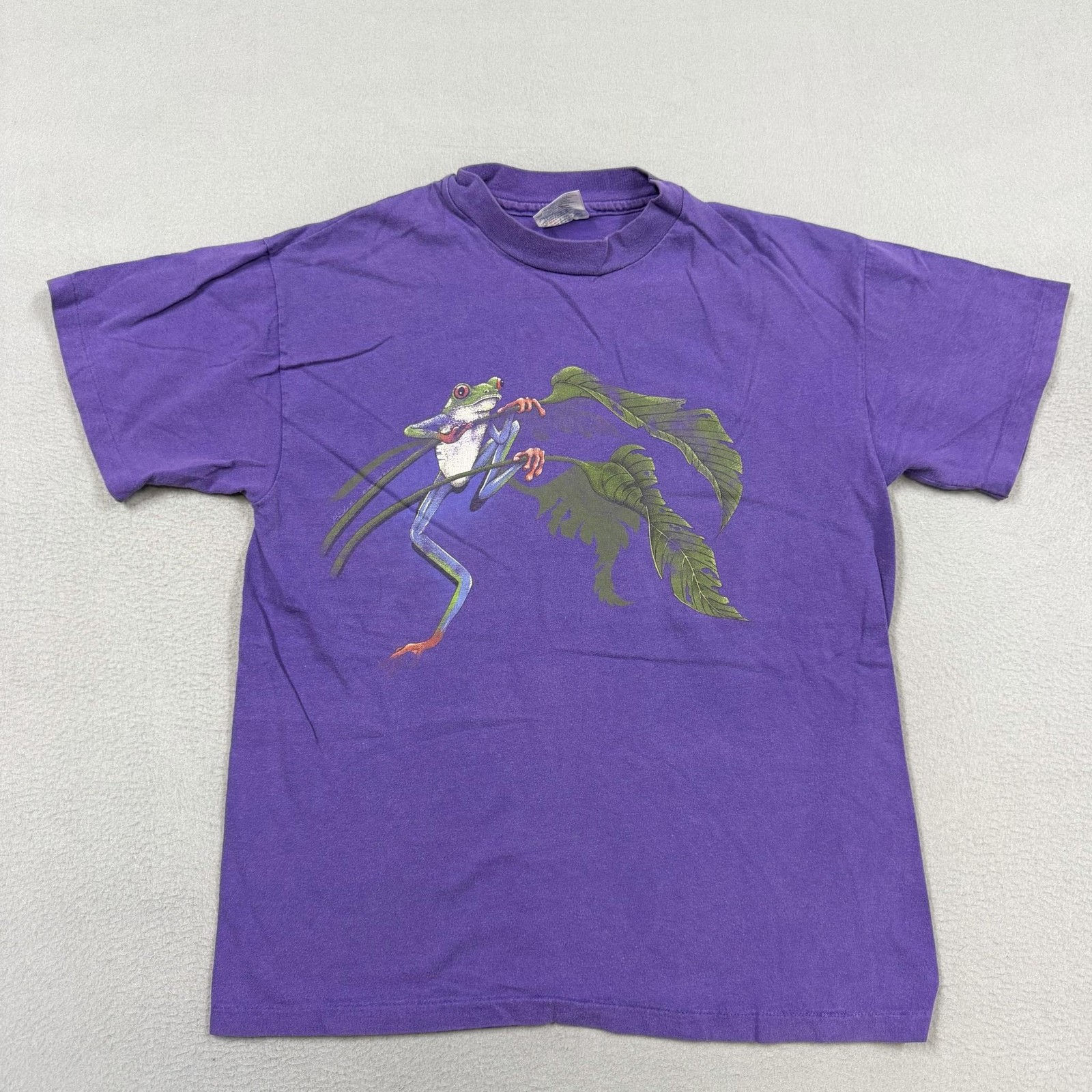 Vintage Frog Shirt Mens Medium Purple Graphic Double Sided 90s USA wildlife gallery