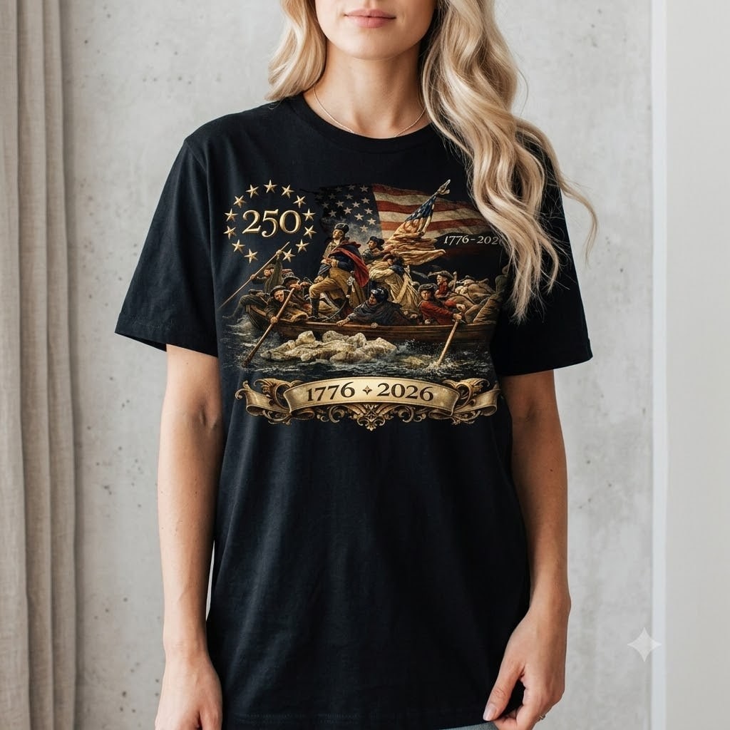 George Washington Crossing Delaware T Shirt 250th Anniversary America 1776 2026 gallery