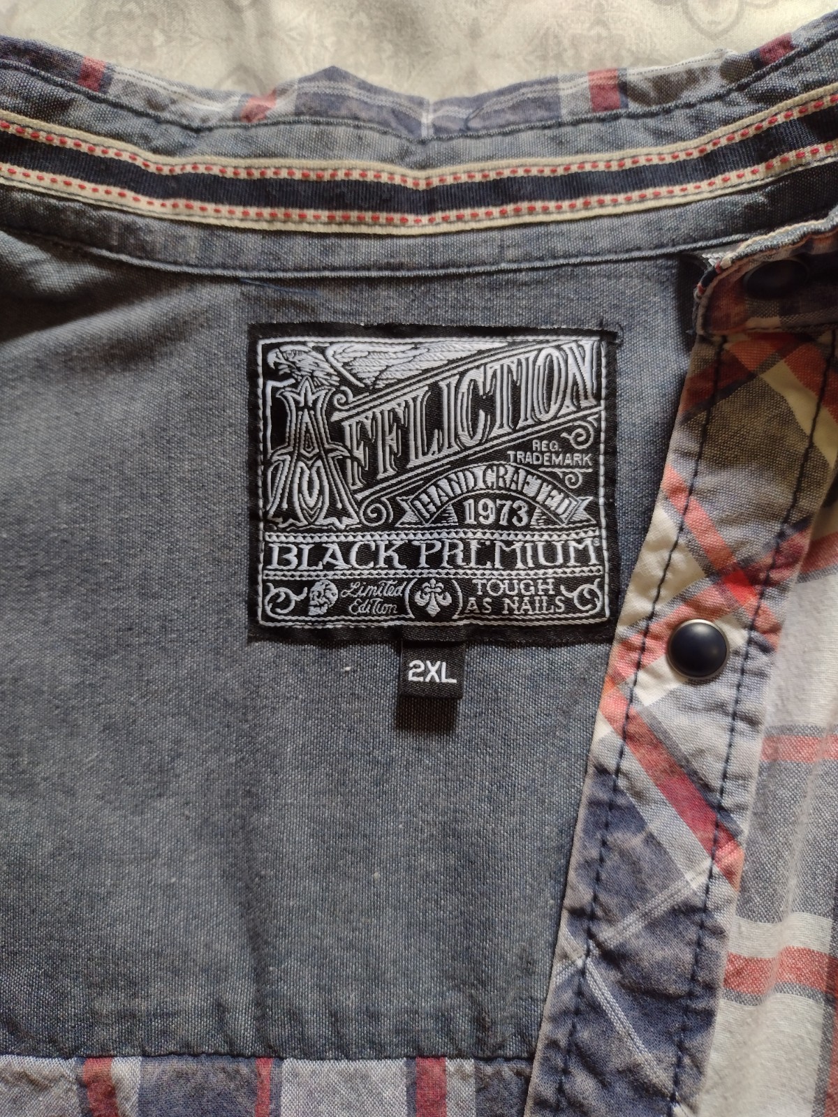 Affliction Black Premium Hand Crafted Shirt Tough As Nail Men 2XL Y2K Grunge gallery