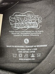 Spongebob Square Pants Black Short Sleeve T-Shirt Adult Size L NEW Spencer’s