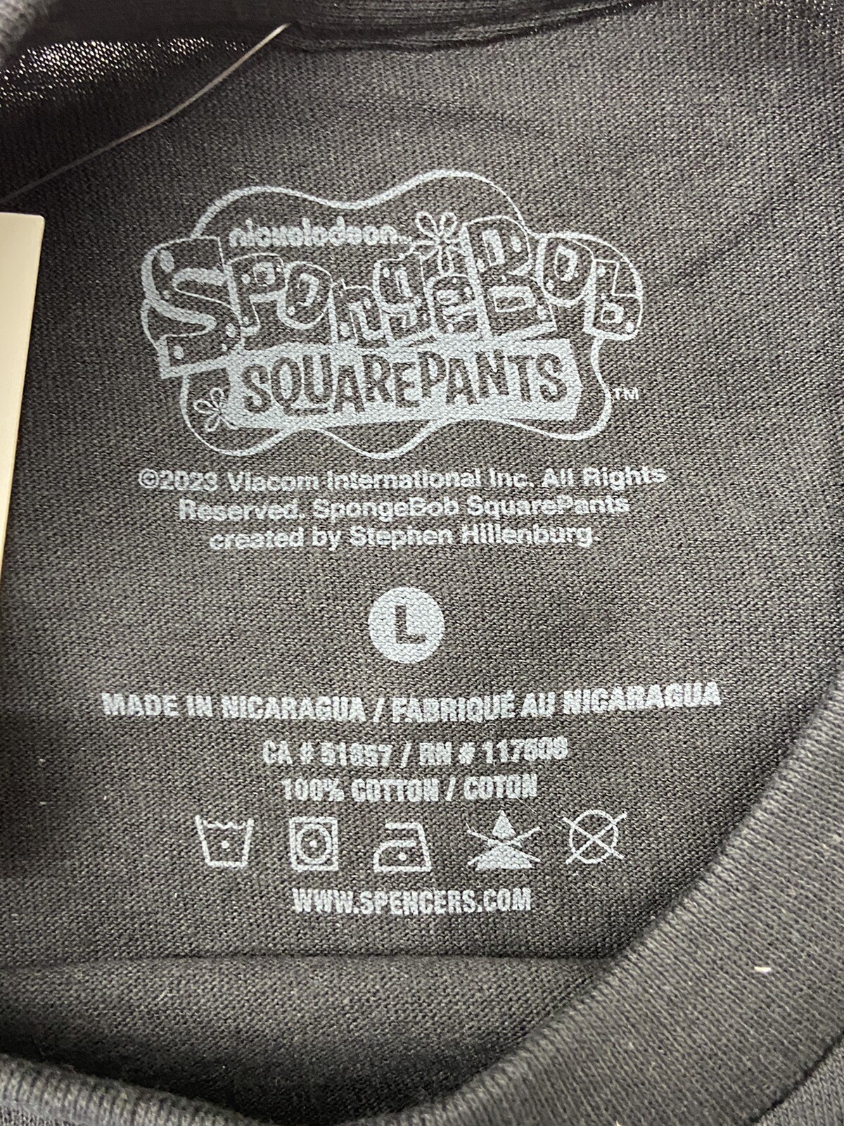 Spongebob Square Pants Black Short Sleeve T-Shirt Adult Size L NEW Spencer’s gallery