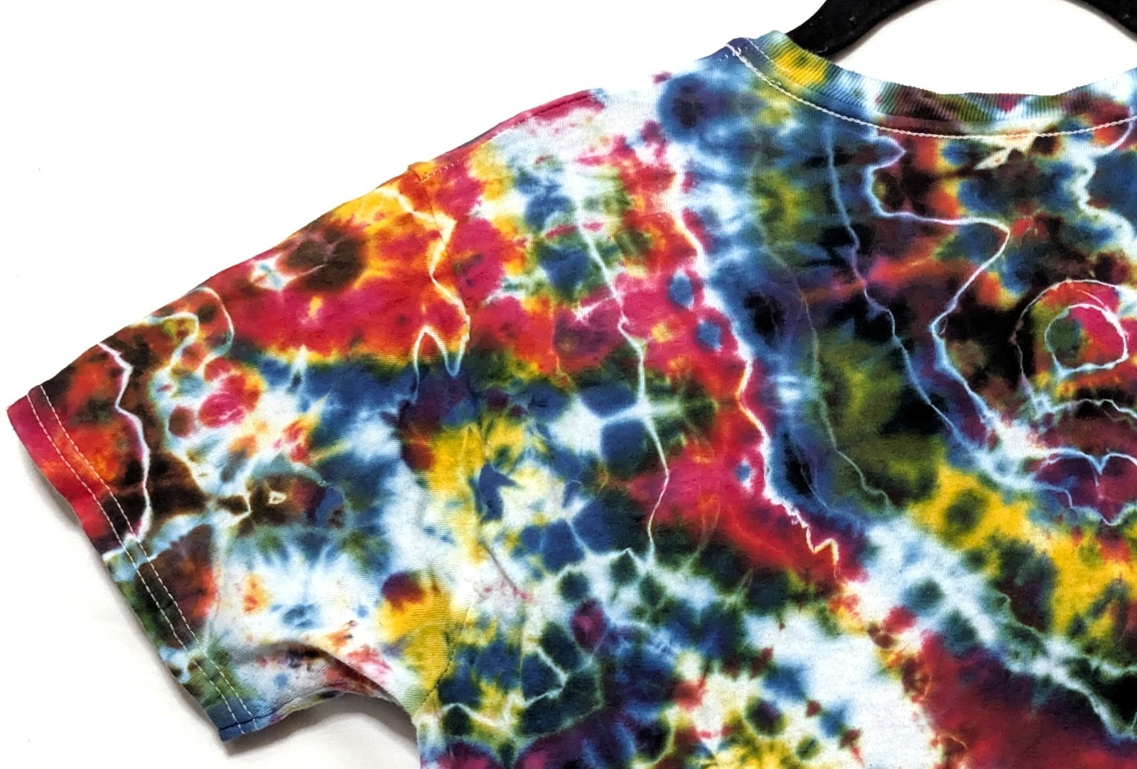 Handmade Tie Dye Rainbow Multicolor Geode Pattern Small Shirt 17" W X 24.5" L gallery