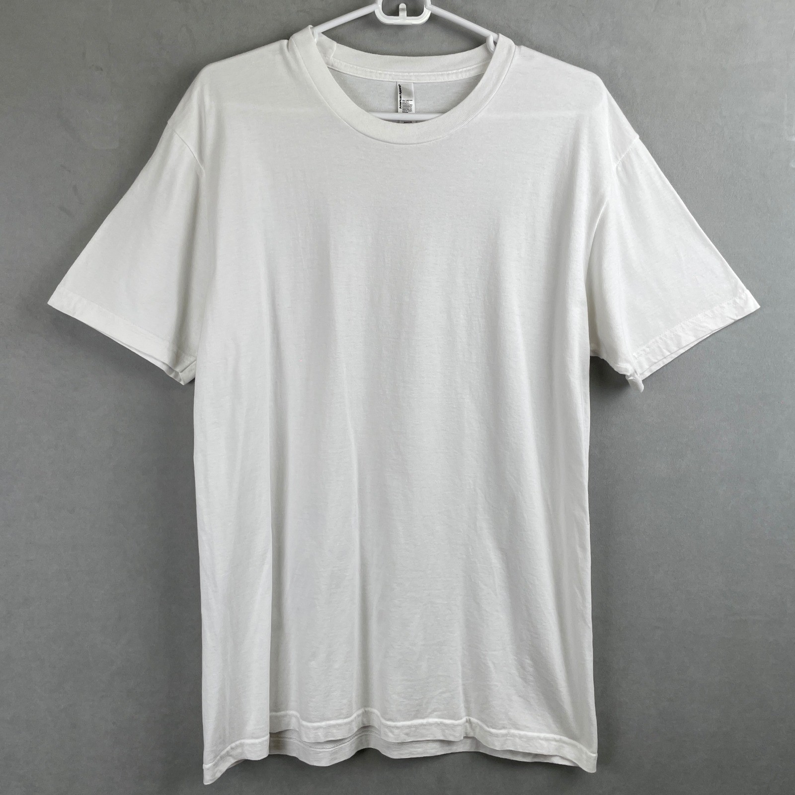 American Apparel White Crewneck T-Shirt Men Large 100% Combed Cotton Made in USA gallery