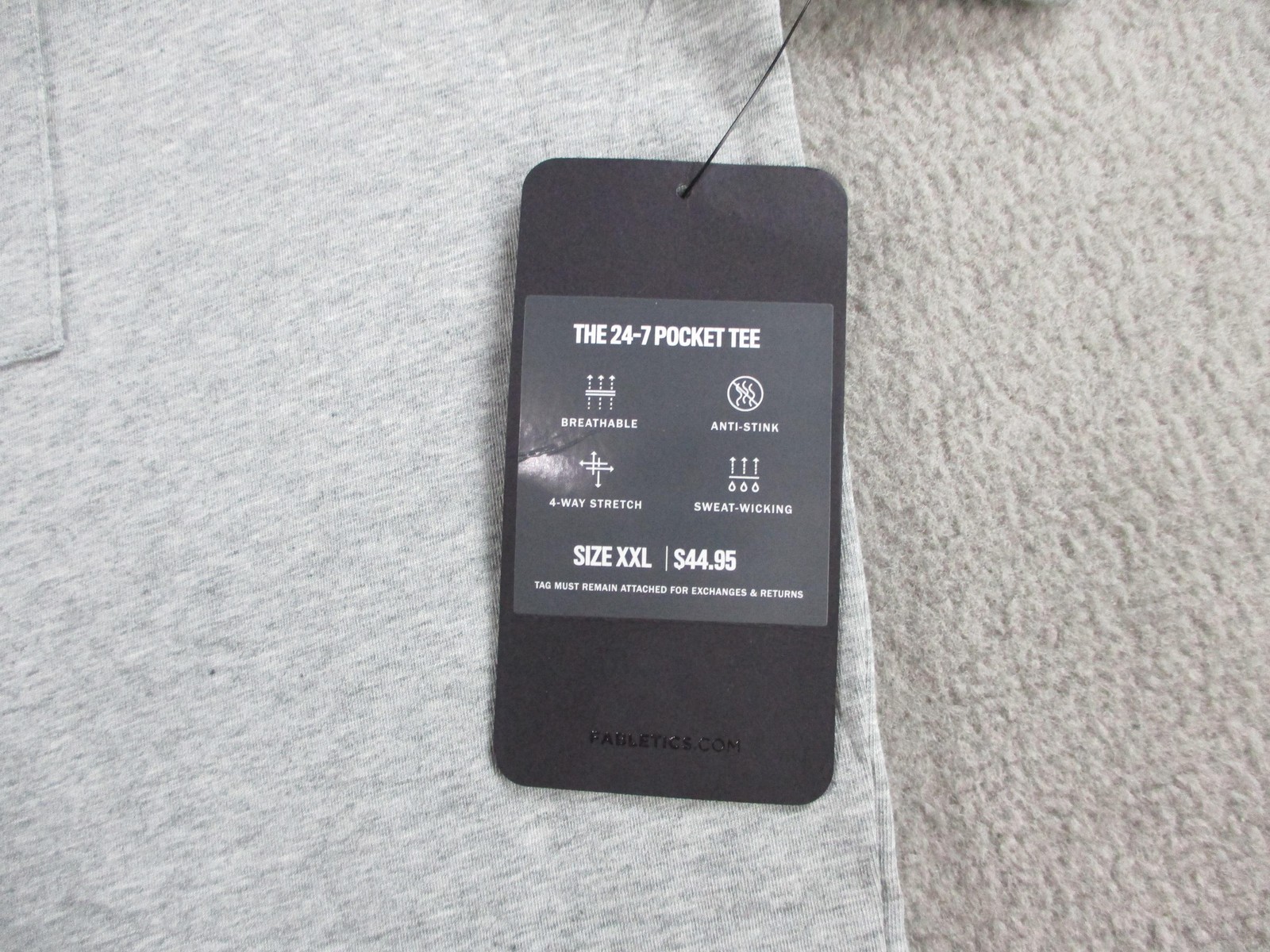 Fabletics Shirt Mens 2XL Gray 24-7 Pocket Tee Athletic Performance Casual Top gallery