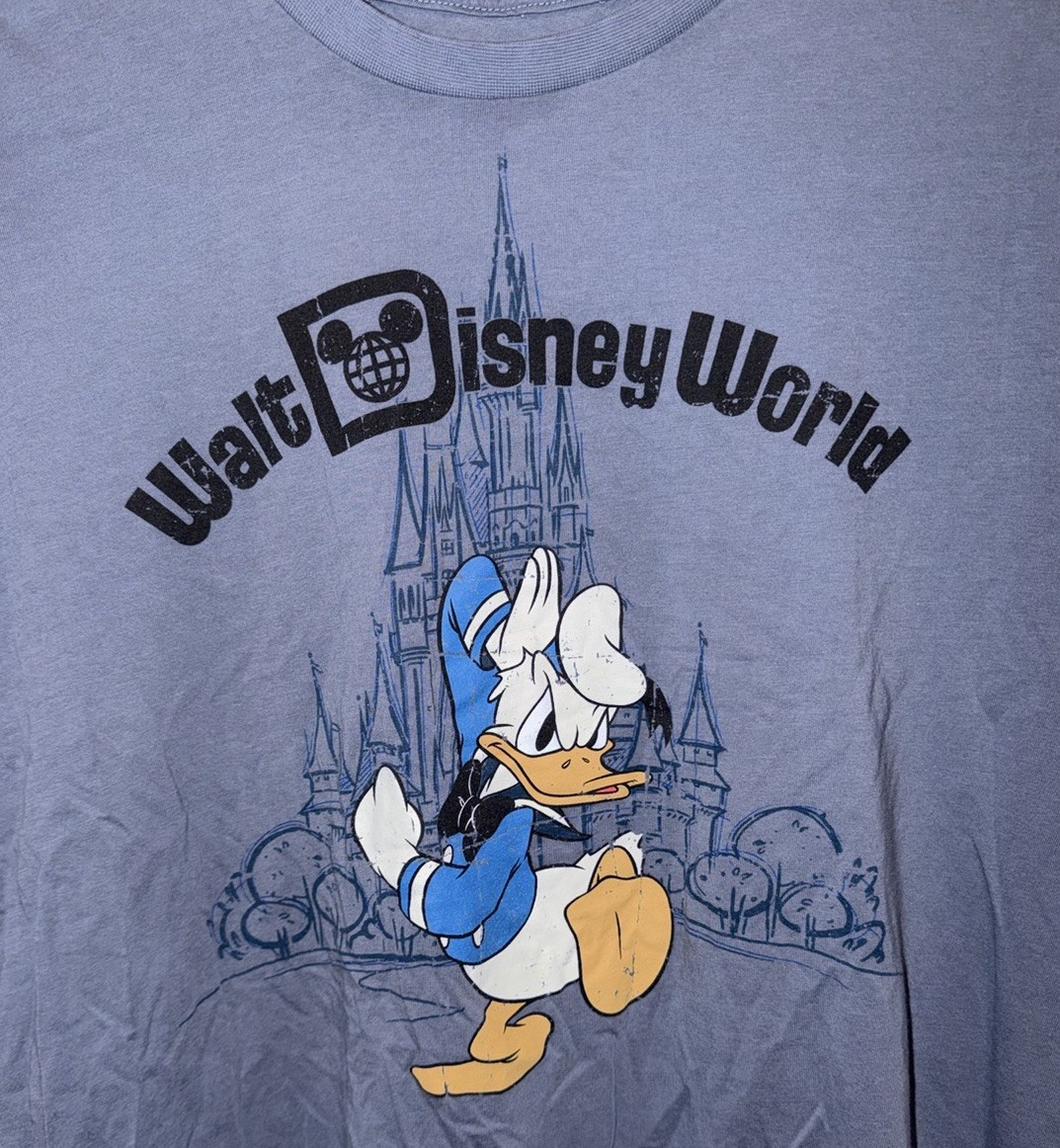 (No Tag) Disney World Castle Parks Donald Duck Tee T Shirt Size Large L Blue gallery