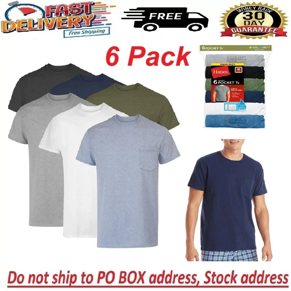 Hanes 6-Pack Pocket Tee Men's T-Shirt Soft and Breathable Assorted gallery