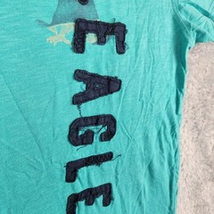 American Eagle Shirt Mens Medium Teal Blue Eagle Graphic Classic Fit Applique