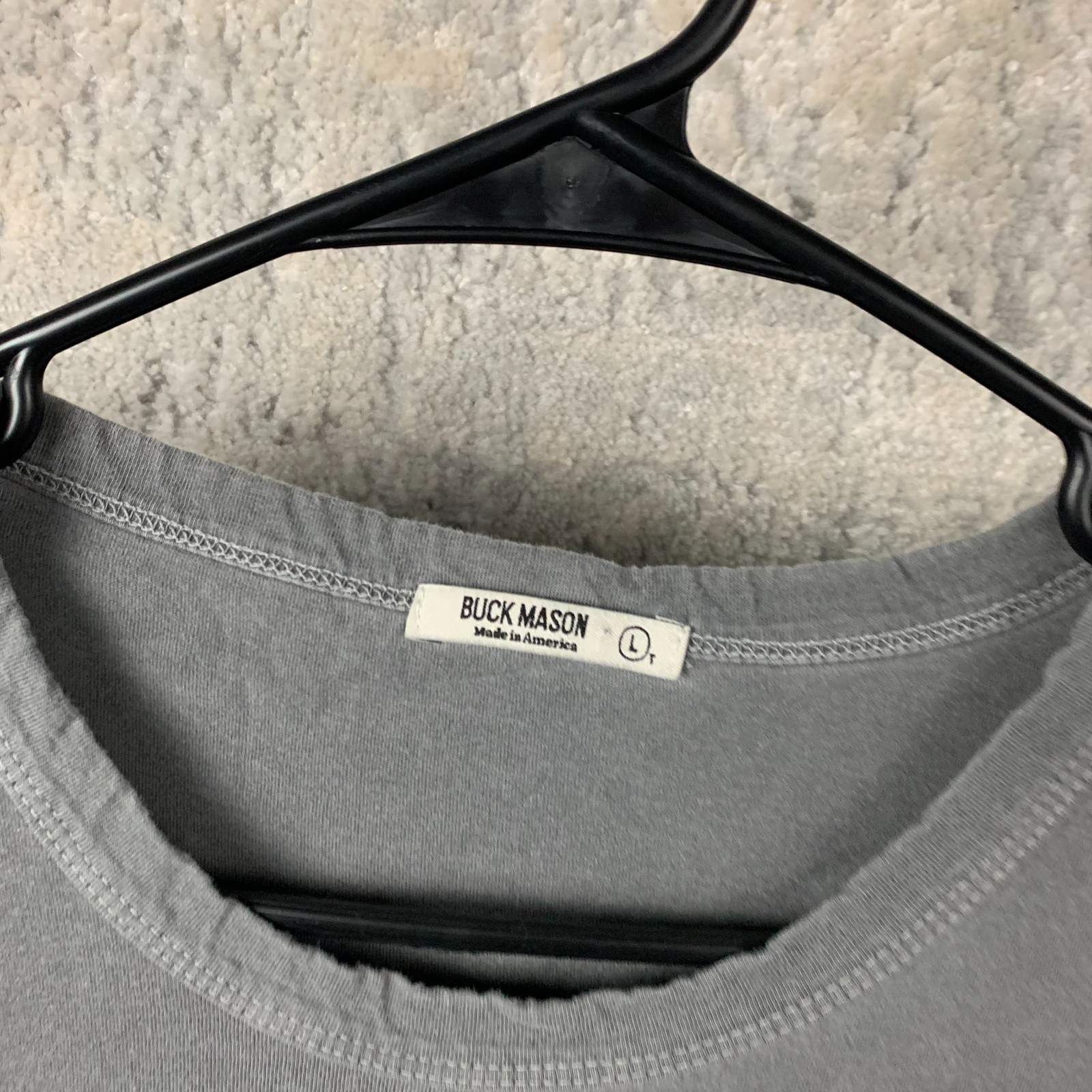 Buck Mason Supima Cotton Scoop Hem T-Shirt Mens L Gray Faded Made in USA gallery