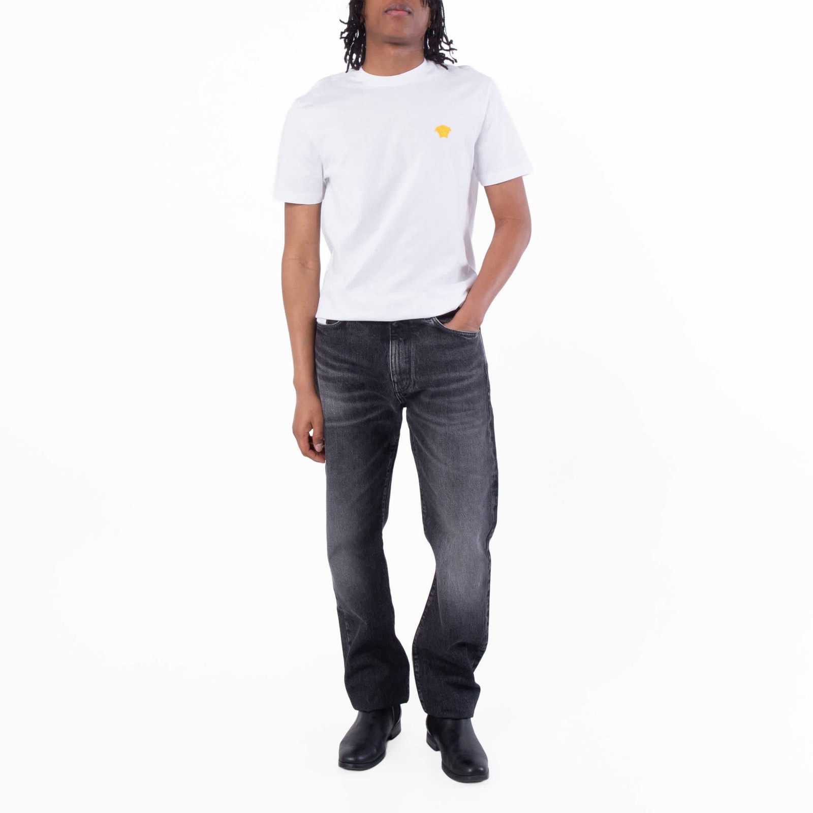 Versace Medusa Embroidered Cotton T Shirt, Size Large gallery