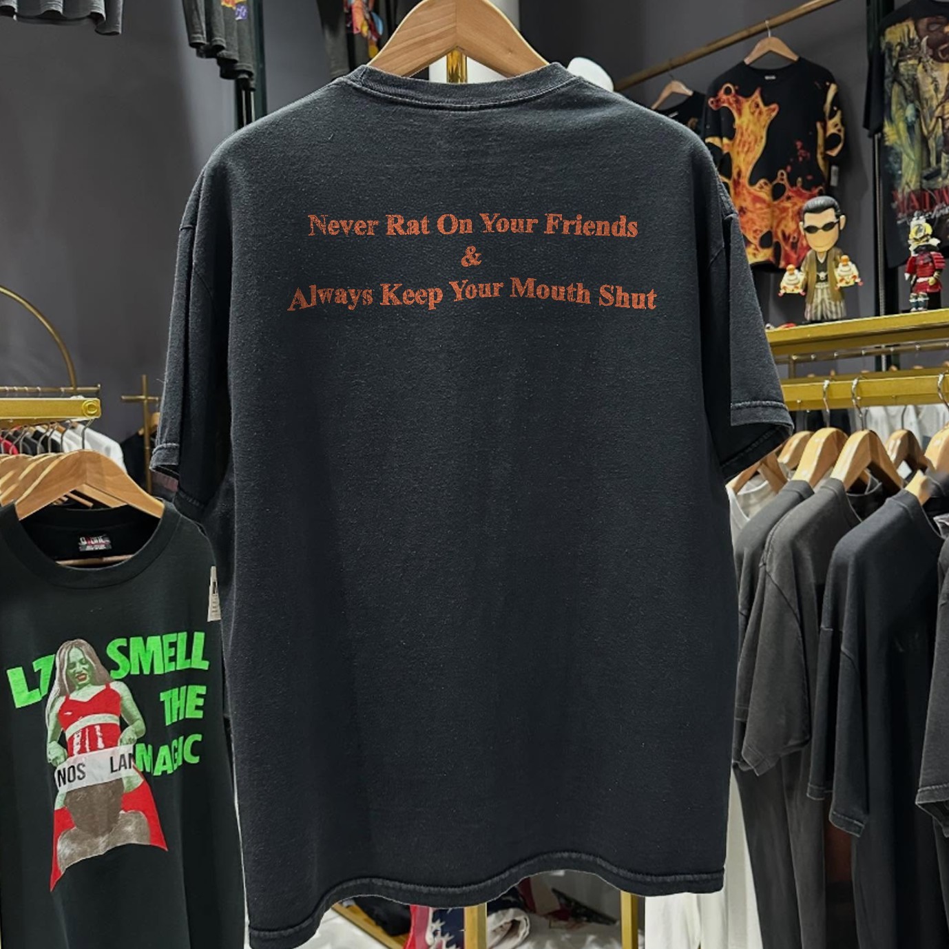 90s Goodfellas Never Rat Aged T-Shirt Black M gallery