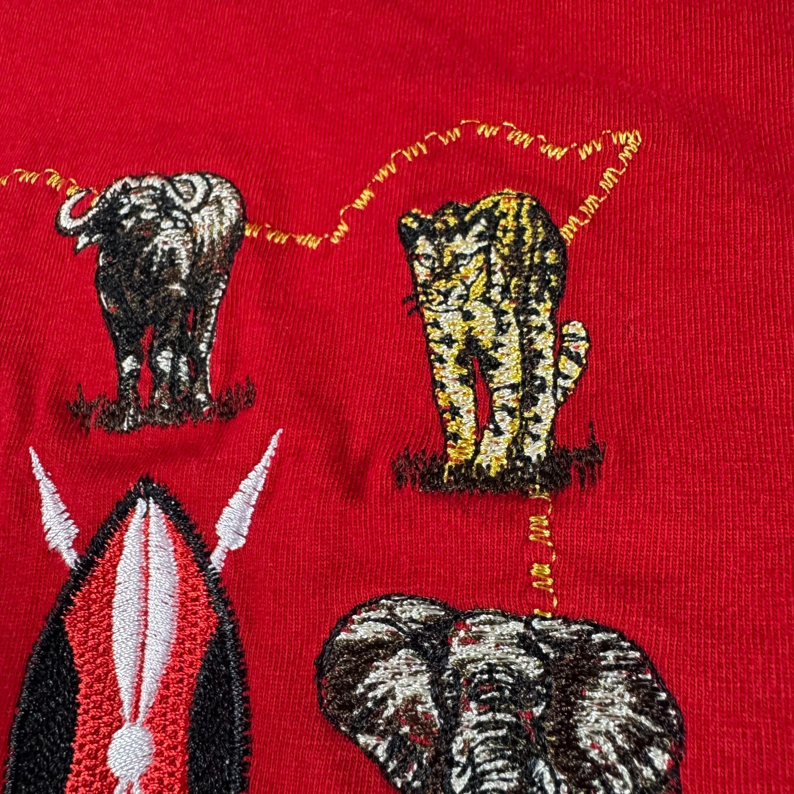 Airborne Kenya Africa 3XL Red Embroidered Elephant Lion Rhino Animal T-Shirt gallery