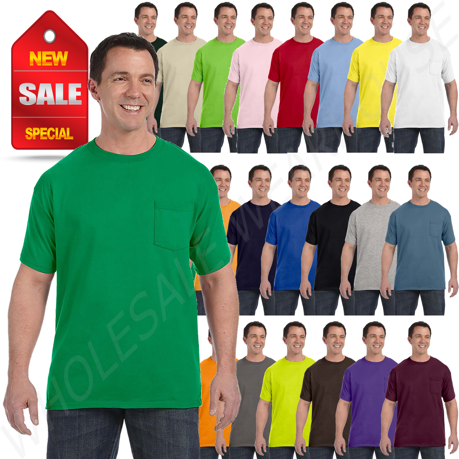 Hanes Mens Authentic Pocket T-Shirt 100% Cotton ComfortSoft Big 2X-3XL H5590 gallery