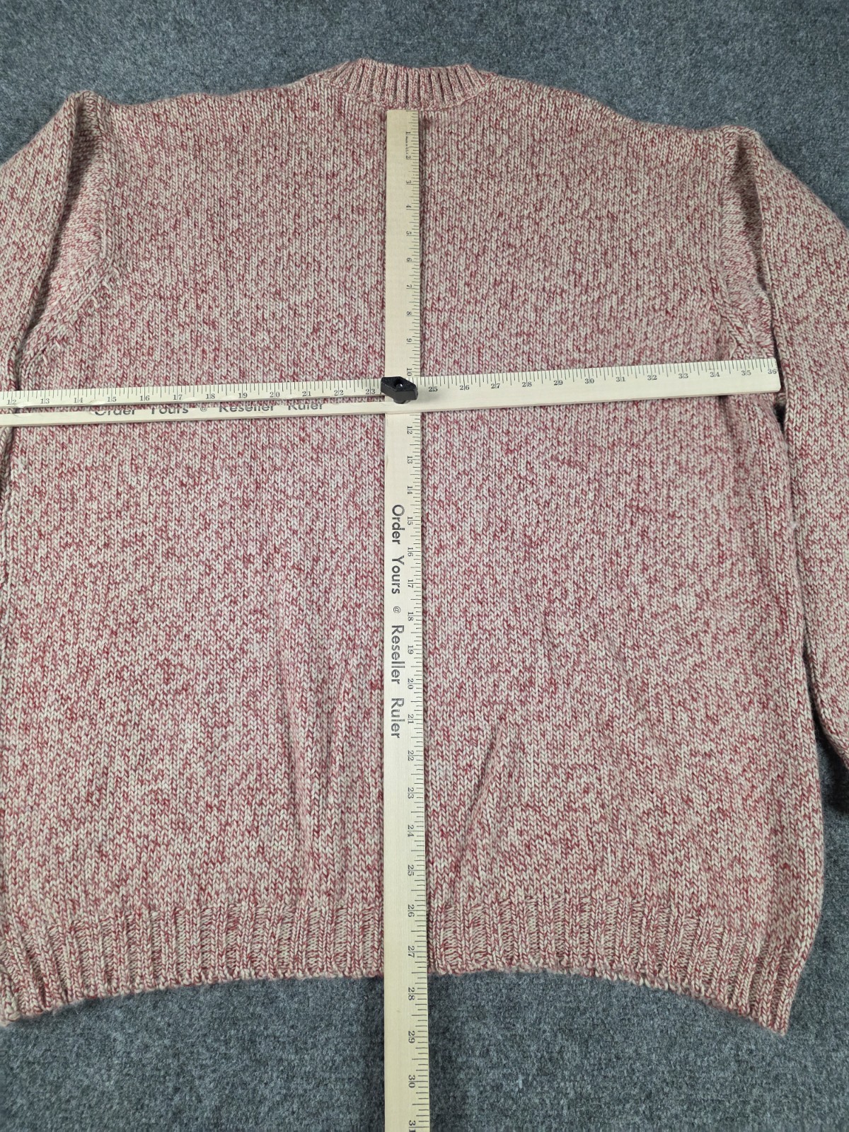 Clive Long Sleeve Crew Neck Sweater Mens Large Red Ivory Heathered gallery