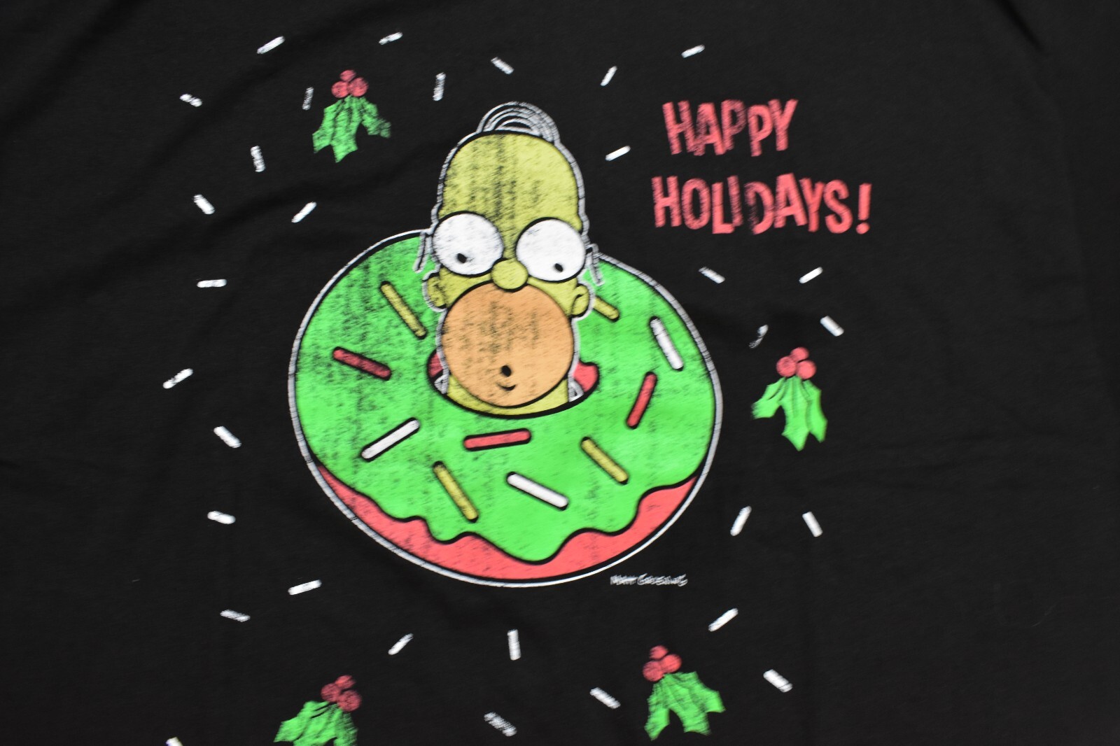 The Simpsons Mens Happy Holidays Homer Simpson Distressed Print Shirt NWT 4XLT gallery