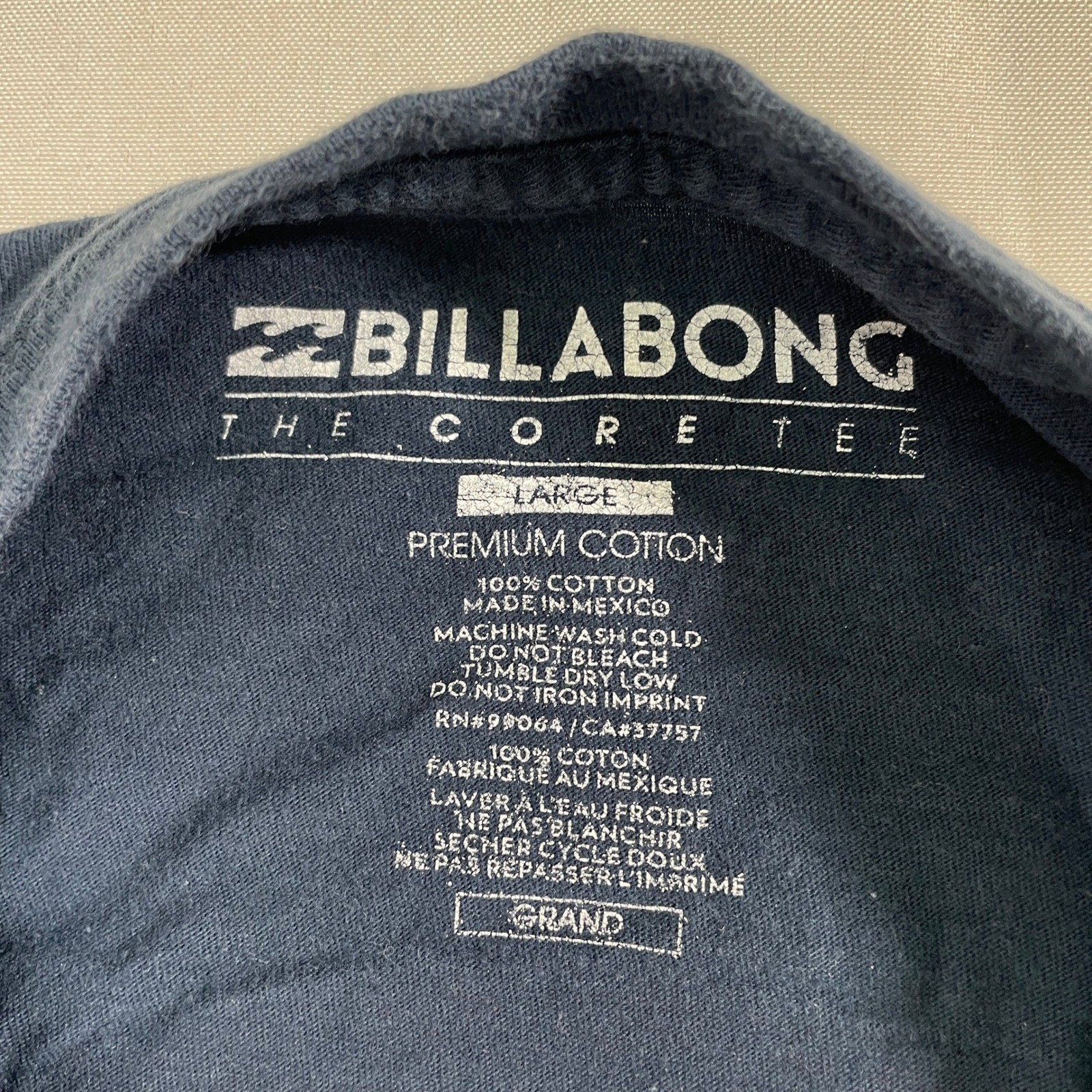 Billabong The Core Tee Navy Blue Long Sleeve Cotton T-Shirt Men's LARGE gallery