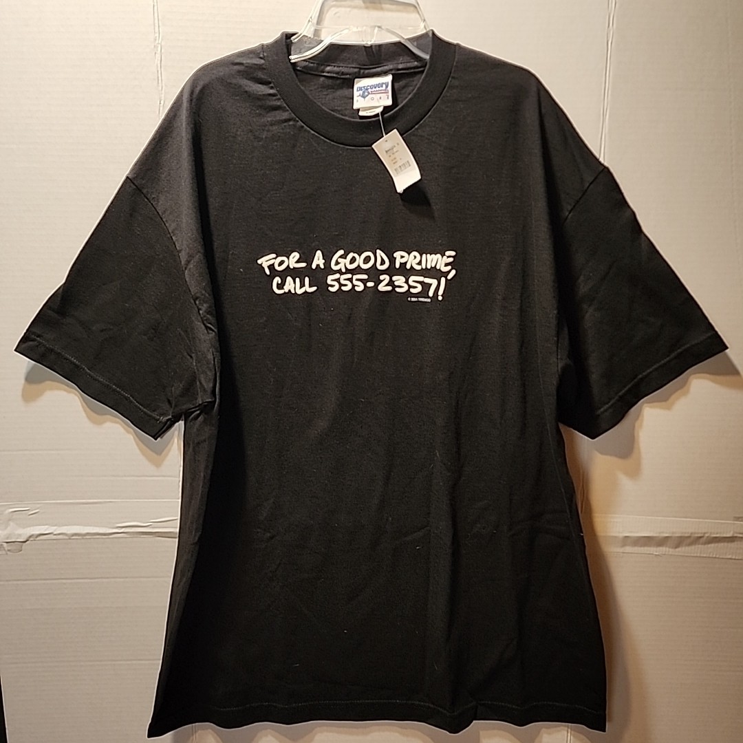 NWT '01 Vintage Discovery Channel Store 'For A Good Prime' Math Joke T-Shirt XL gallery
