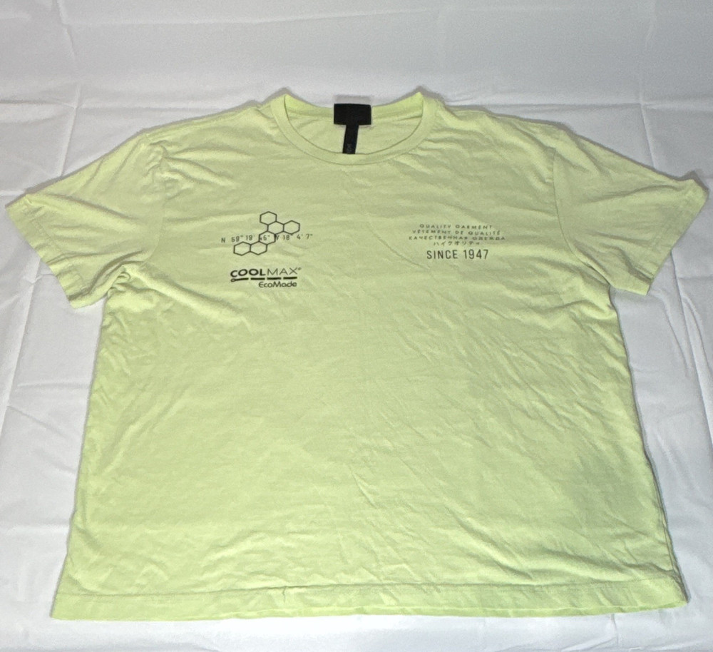 H&M COOLMAX Men’s Green Graphic Print Crew Neck Short Sleeve T-Shirt L Logo City