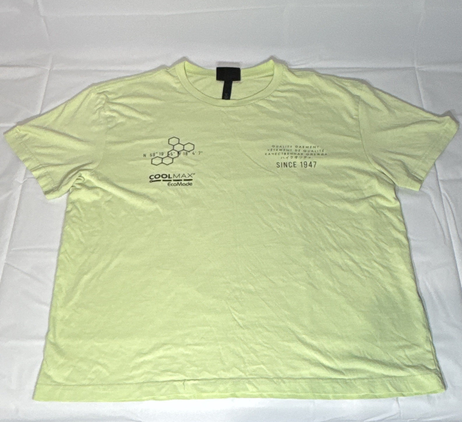 H&M COOLMAX Men’s Green Graphic Print Crew Neck Short Sleeve T-Shirt L Logo City