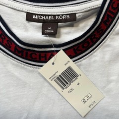 New Michael Kors Men M White Short Sleeve Logo Trim & Embroidered Logo T Shirt